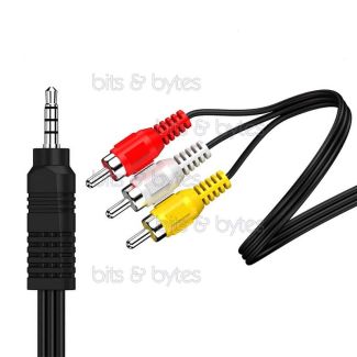 1.2m Camera Audio Video - 3.5mm Jack Plug to 3x RCA Phonos Cable