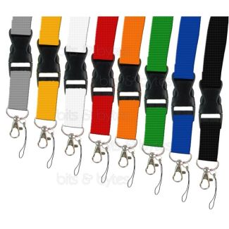 15mm Lanyard Classic Flat Braided with Cell Phone Loop & Metal Trigger Hook