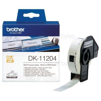 Brother DK-11204 Black on White Multi-Purpose Thermal Label Roll (17mm x 54mm - 400 Labels) 