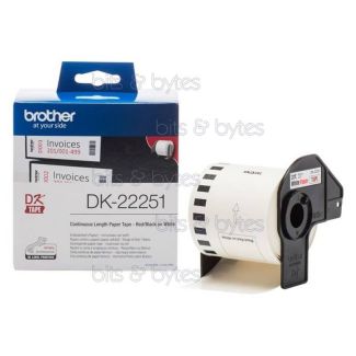 Brother DK-22251 Black/Red on White Continuous Thermal Label Roll (62mm x 15.24m)