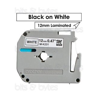 Brother M-K231BZ Black on White Thermal Label Tape (12mm x 8m)