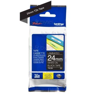 Brother TZe-355 White on Black Thermal Laminated Label Tape (24mm x 8m)