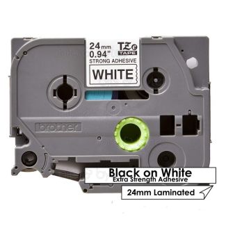 Brother TZe-S251 Extra Strength Adhesive Black on White Thermal Laminated Label Tape (24mm x 8m)