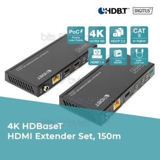 Digitus DS-55508 4K HDBaseT HDMI Extender Set over CAT6a or CAT7 with IR Function (up to 150 meters) 4016032478942