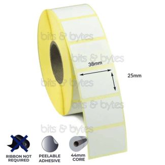 Direct Thermal (38mm x 25mm) Roll of 1250 Labels - Removable Adhesive