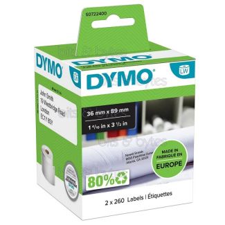 Dymo Large Address Labels S0722400 (99012) Black on White Thermal Label (36mm x 89mm - 520 Labels)
