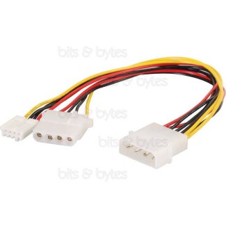 Molex Plug to Molex Socket & Floppy Power (Berg) Socket Adapter Cable